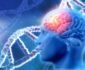 3D medical background with brain and DNA strands